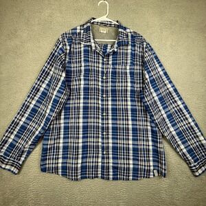 LL Bean Wrinkle-Free Kennebunk Sport Shirt, Traditional‎ Fit Check Fishing XL
